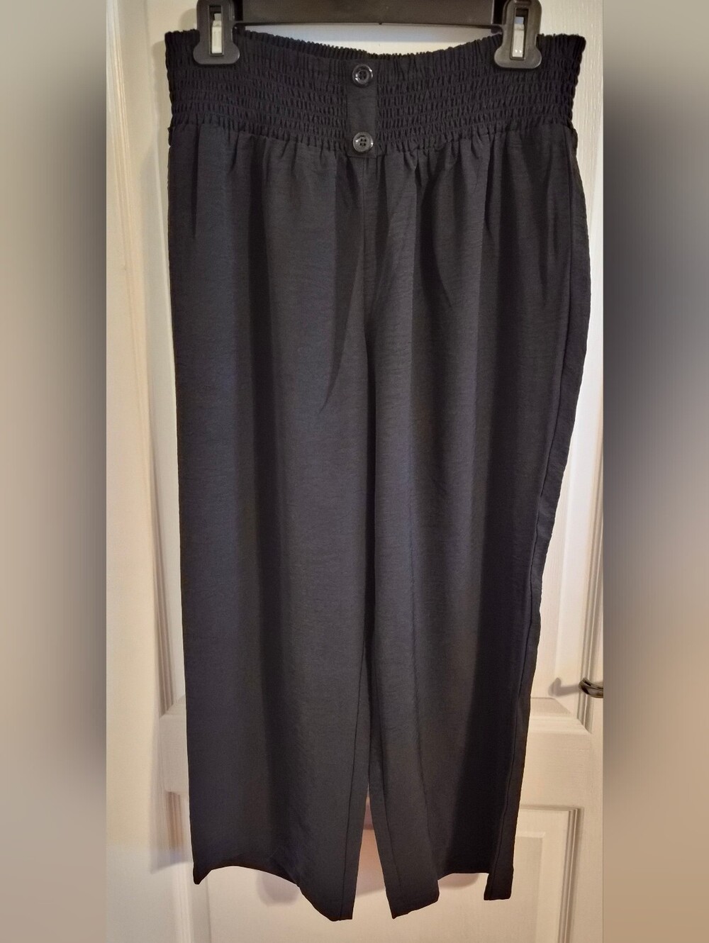 Soho Apparel Black Wide-Leg Smocked Waist Pants